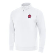 Men's Antigua White Detroit Pistons Victory Quarter-Zip Mock Sweatshirt